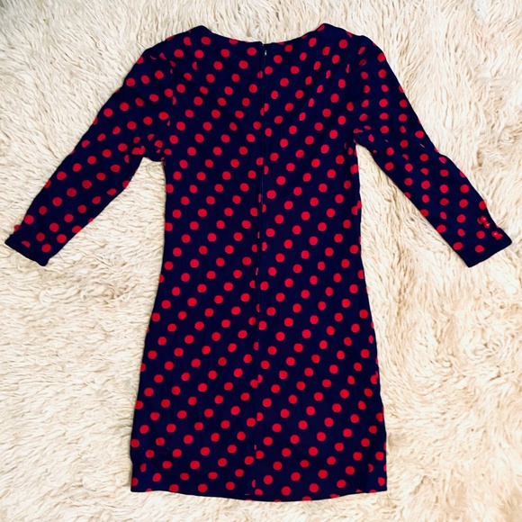 1960s vintage Dollybird-style Navy Long Sleeved Dress with Red Polkadots - Picture 2 of 6